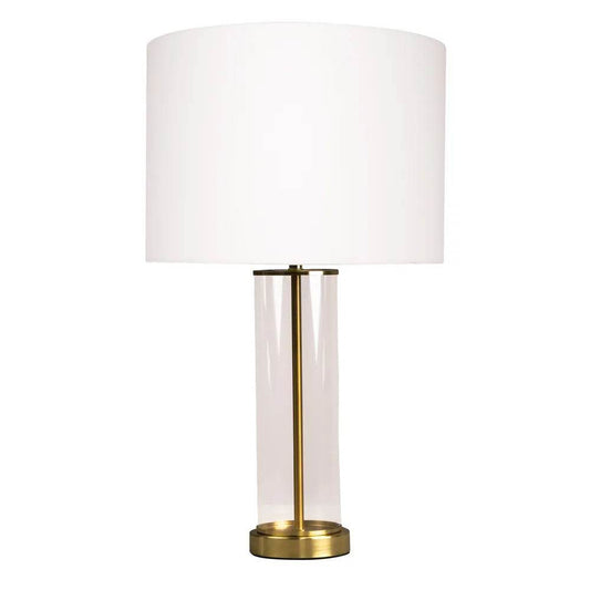 Easton | Glass Table Lamp - Brass (White Shade) - Mirra Interiors