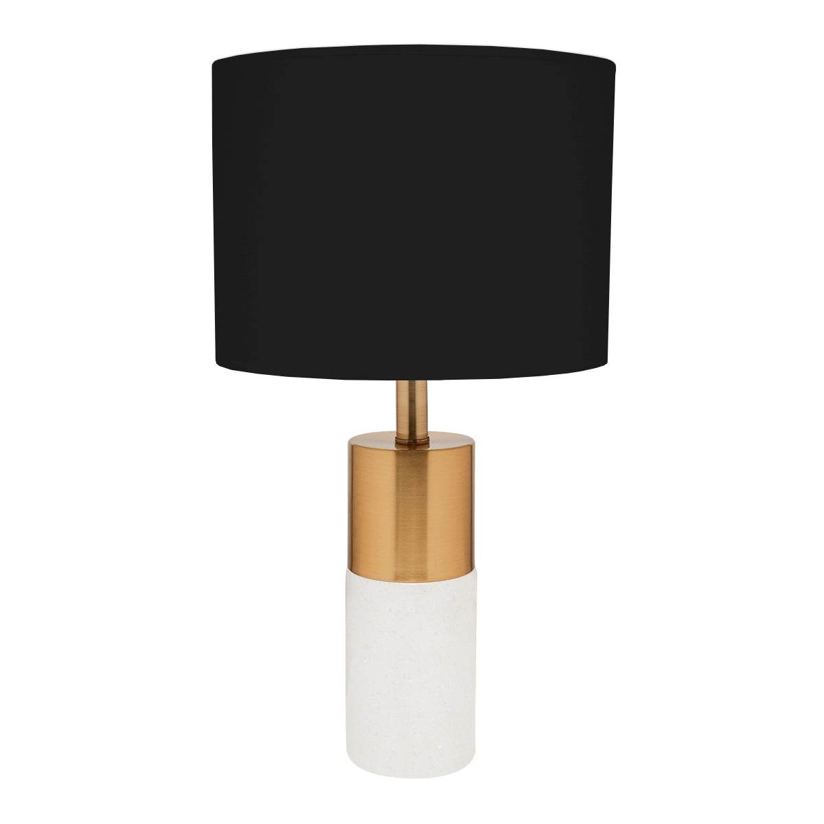Lune | Marble Table Lamp Brass (Black Shade) - Mirra Interiors