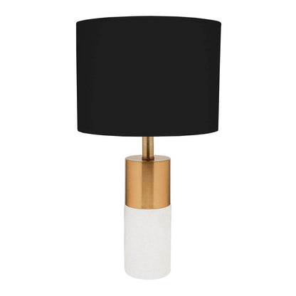 Lune | Marble Table Lamp Brass (Black Shade) - Mirra Interiors