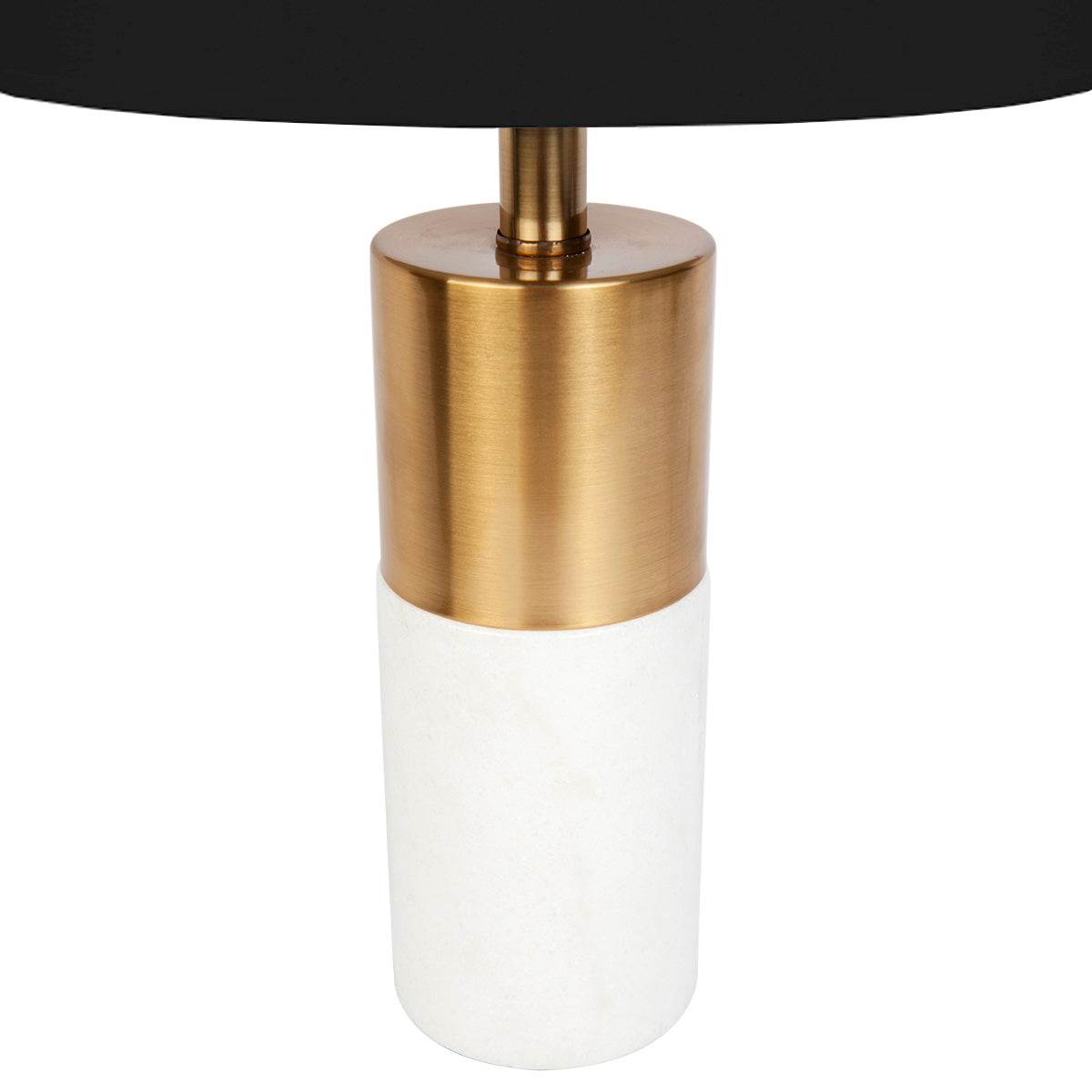 Lune | Marble Table Lamp Brass (Black Shade) - Mirra Interiors