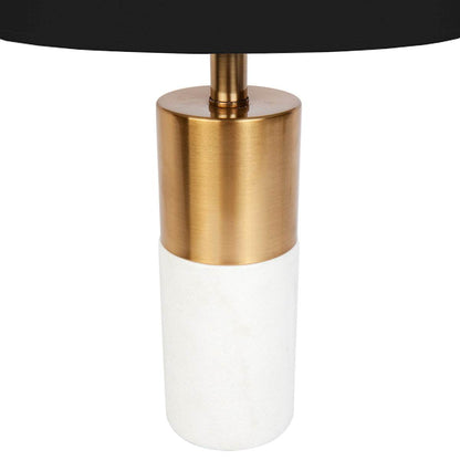 Lune | Marble Table Lamp Brass (Black Shade) - Mirra Interiors