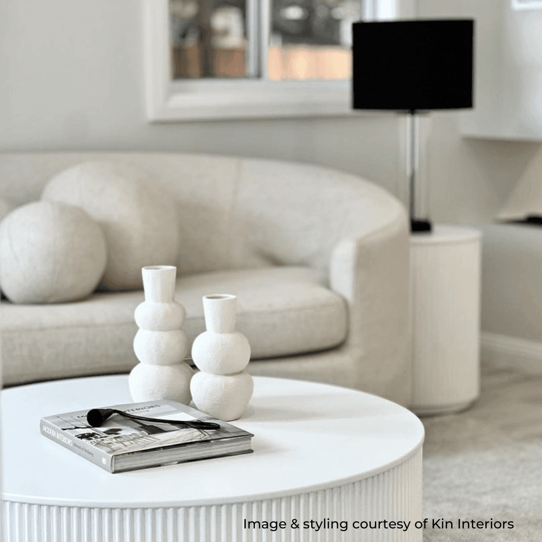 Nereus | Fluted Round Coffee Table White - Mirra Interiors