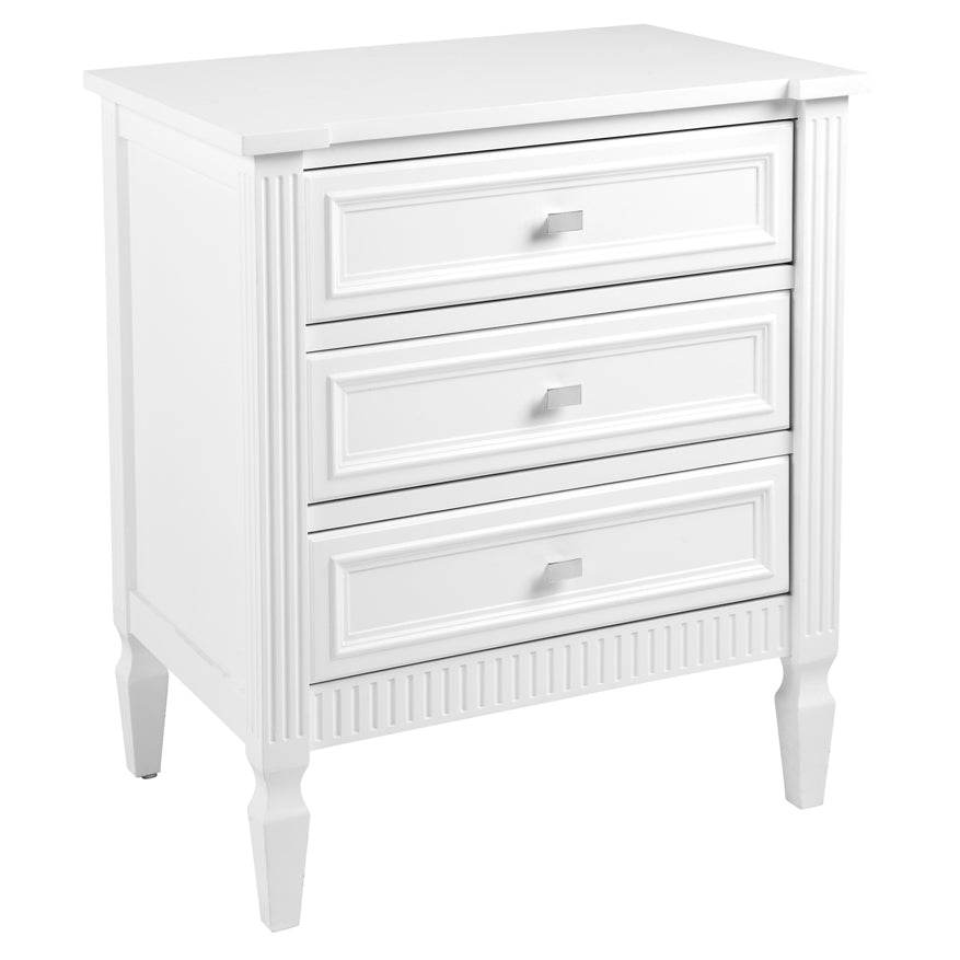Mercana | Classic 3 Drawer Bedside Table White (Large) - Mirra Interiors