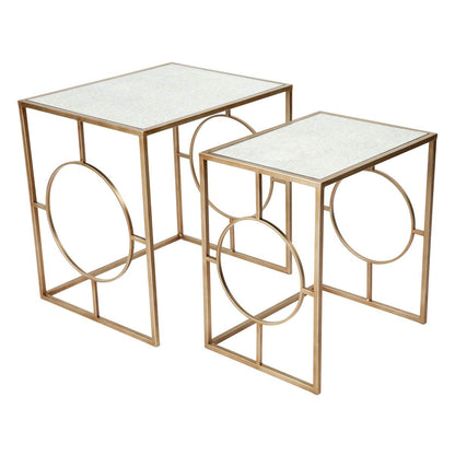Melody | Nesting Mirrored Side Tables Antique Gold - Mirra Interiors