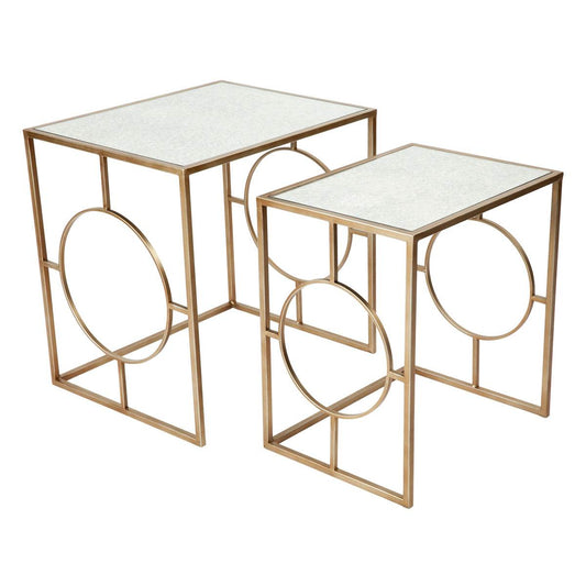 Melody | Nesting Mirrored Side Tables Antique Gold - Mirra Interiors