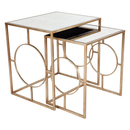 Melody | Nesting Mirrored Side Tables Antique Gold - Mirra Interiors