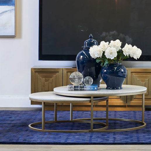Cecilia | Nesting Stone Coffee Table Set Antique Gold - Mirra Interiors