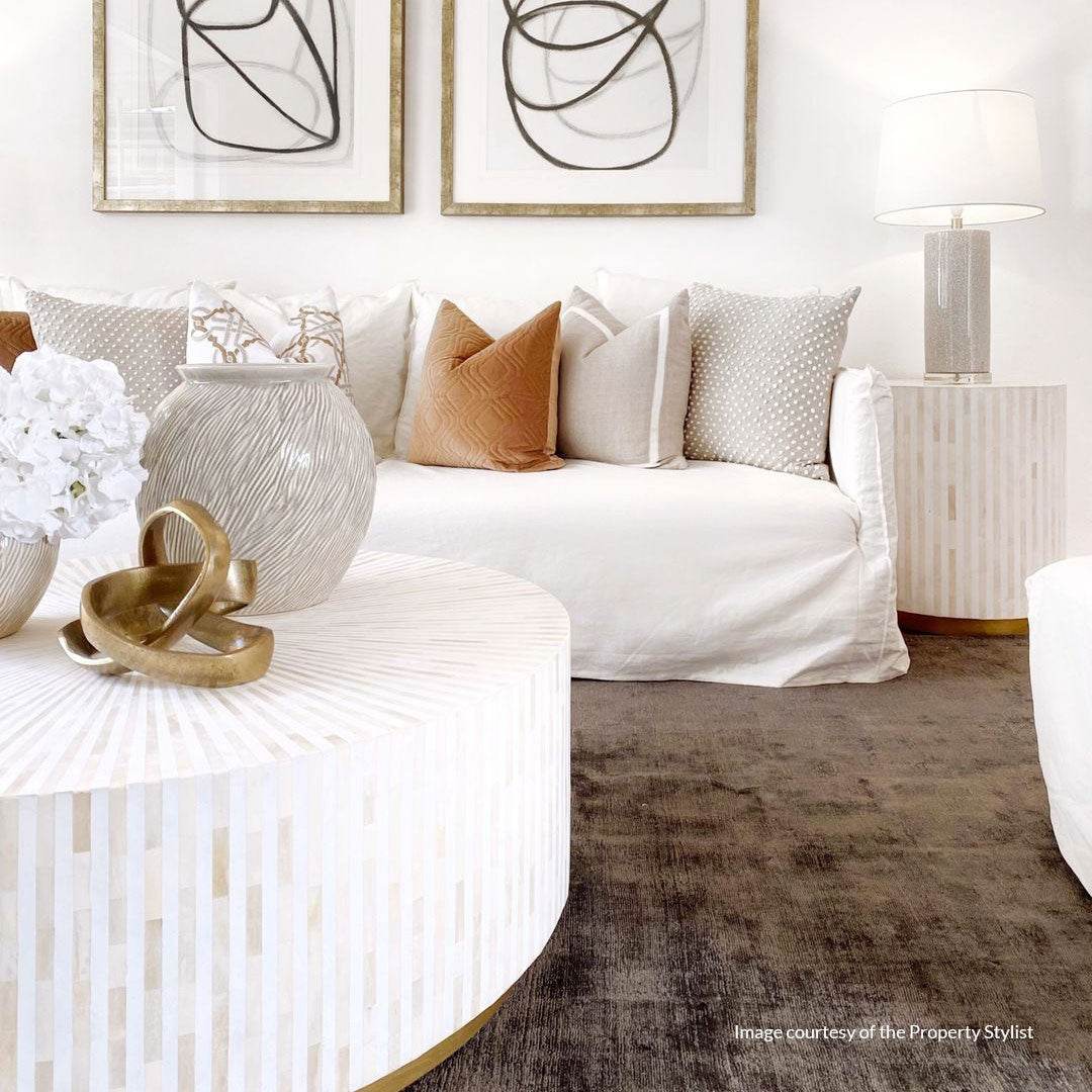 Marais | Bone Inlay Side Table Natural - Mirra Interiors