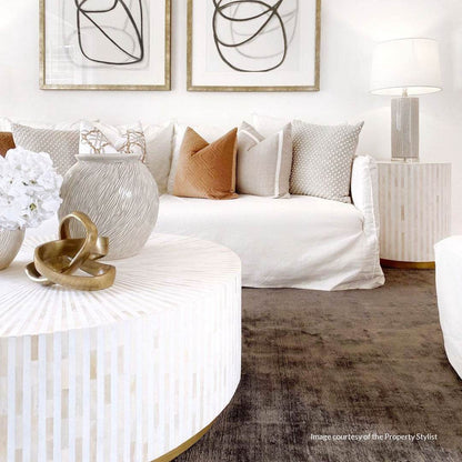 Marais | Bone Inlay Side Table Natural - Mirra Interiors