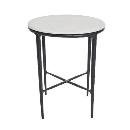 Henderson | Round Marble Top Side Table Black - Mirra Interiors