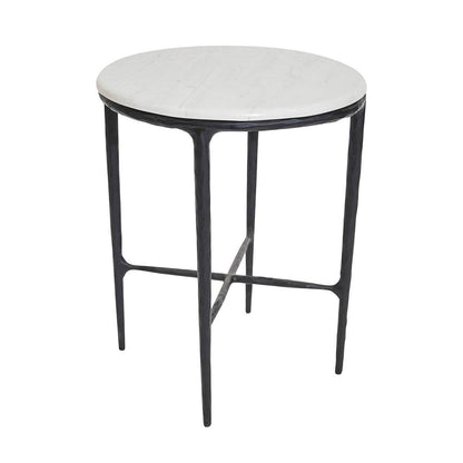 Henderson | Round Marble Top Side Table Black - Mirra Interiors