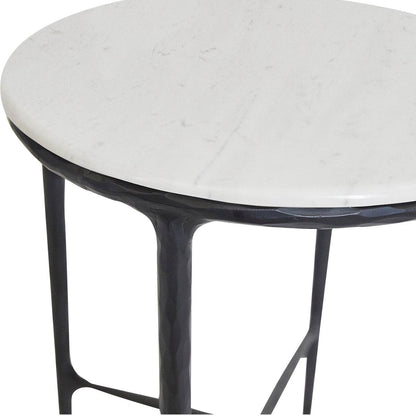 Henderson | Round Marble Top Side Table Black - Mirra Interiors
