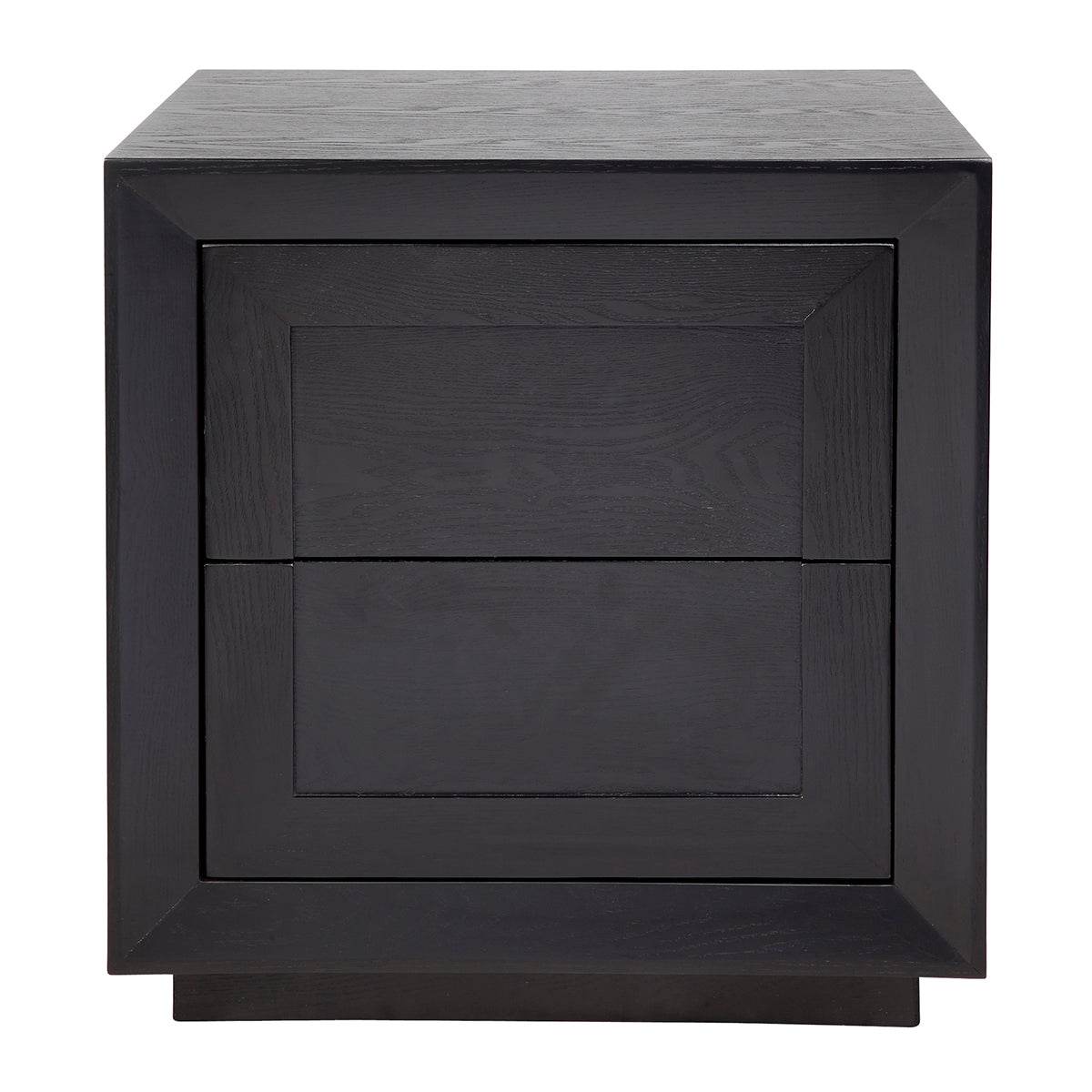Baltimore | Oak 2 Drawer Bedside Table Black - Mirra Interiors