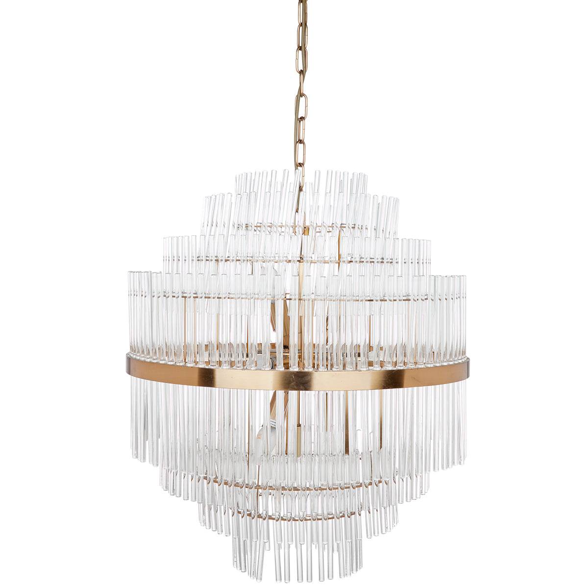 Lennon | Glass Rod Pendant Brass (Tall) - Mirra Interiors