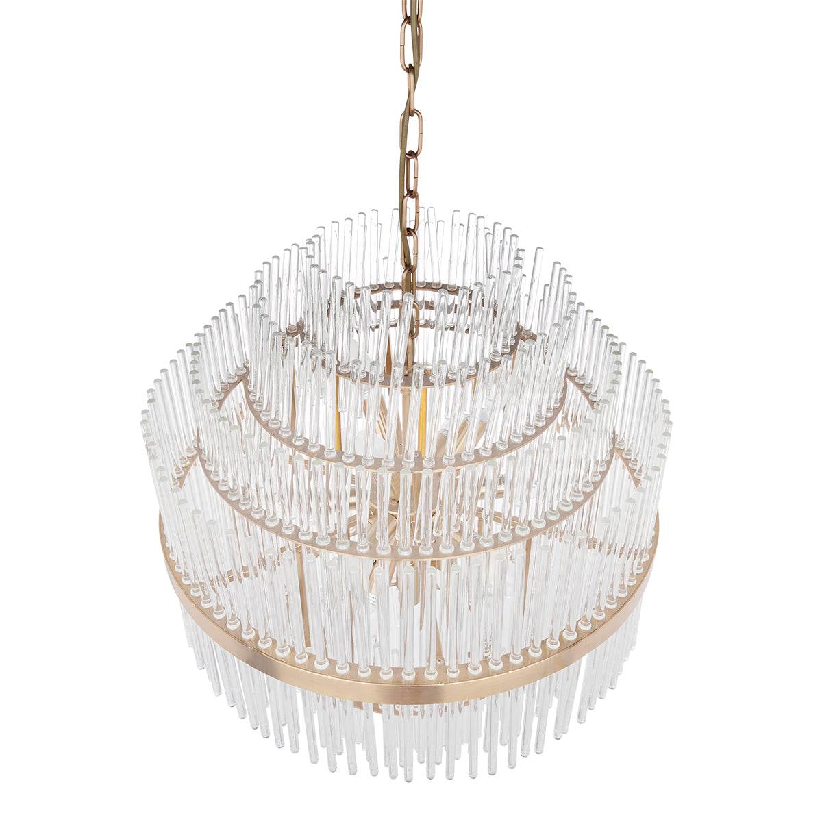 Lennon | Glass Rod Pendant Brass (Tall) - Mirra Interiors