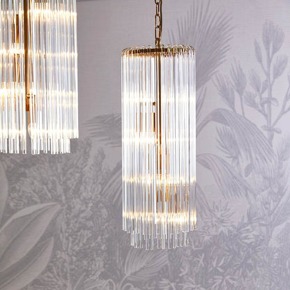 Zella | Glass Rod Pendant Brass (Long) - Mirra Interiors
