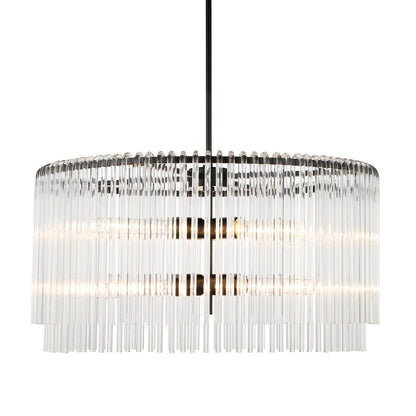 Zella | Glass Rod Pendant Black (Round) - Mirra Interiors