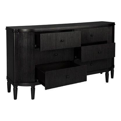Arena | Ribbed 6 Drawer Chest Black - Mirra Interiors