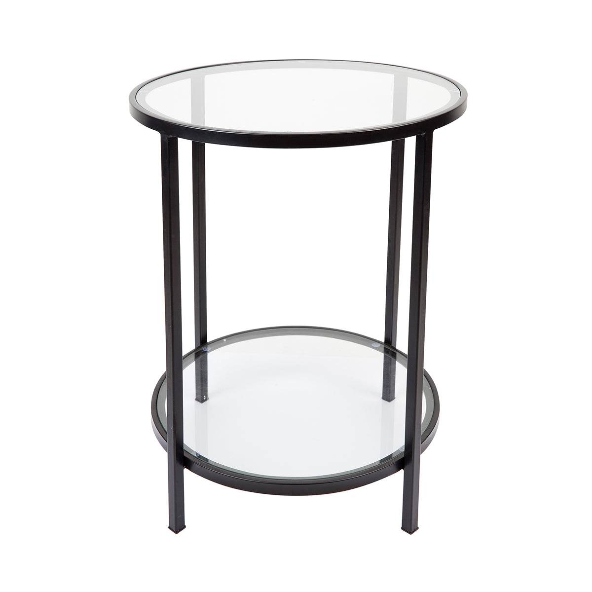 Cleo | Round Glass Side Table Black (Large) - Mirra Interiors