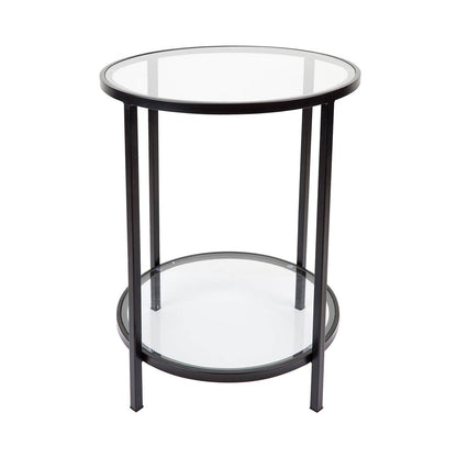 Cleo | Round Glass Side Table Black (Large) - Mirra Interiors