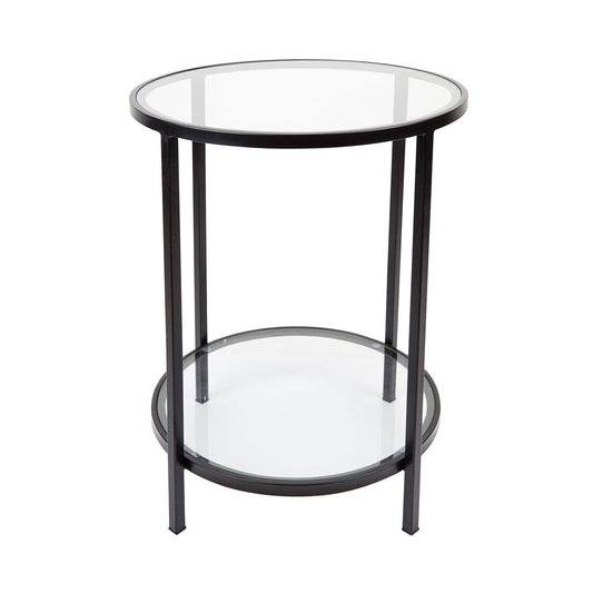 Cleo | Round Glass Side Table Black (Large) - Mirra Interiors