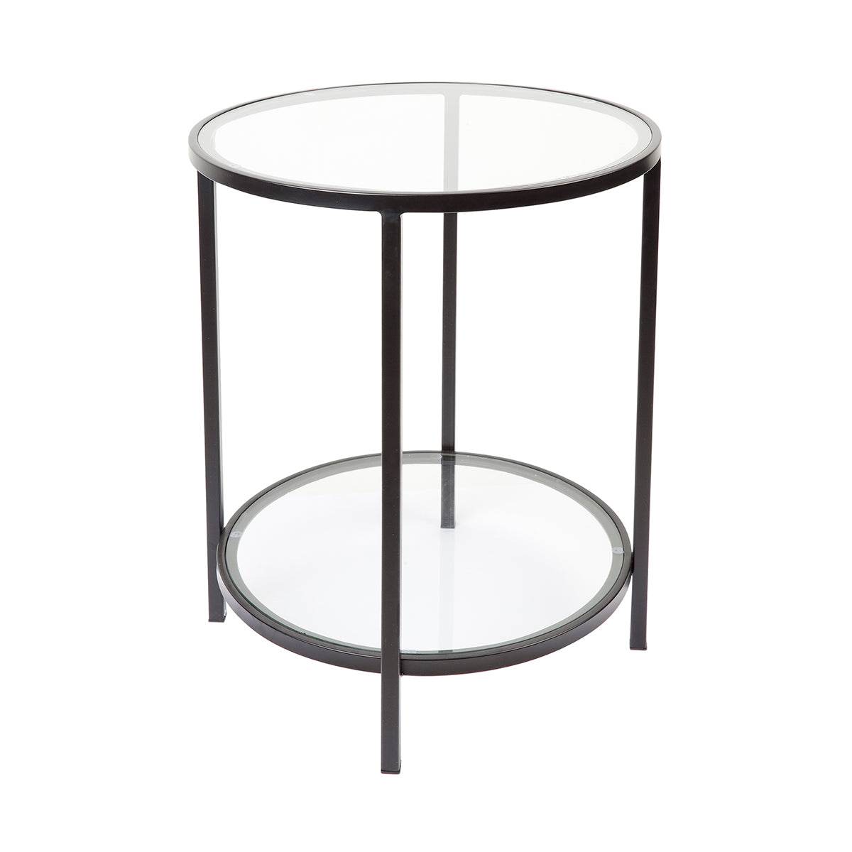 Cleo | Round Glass Side Table Black (Large) - Mirra Interiors