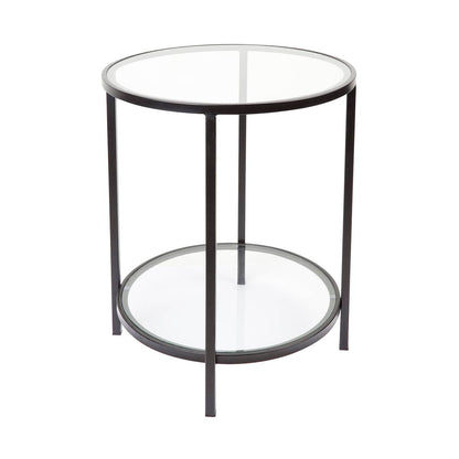 Cleo | Round Glass Side Table Black (Large) - Mirra Interiors