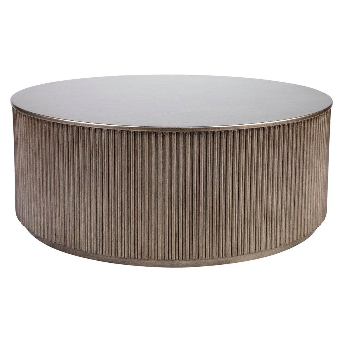 Nereus | Fluted Round Coffee Table Antique Gold - Mirra Interiors