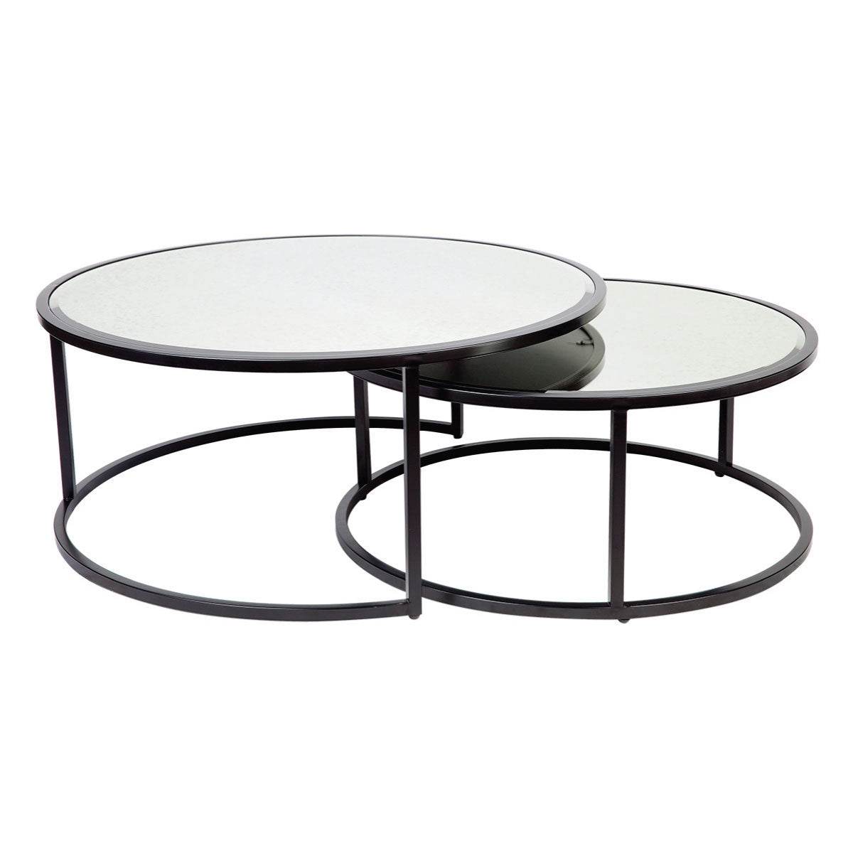 Sable | Mirrored Nesting Coffee Table Set Black - Mirra Interiors