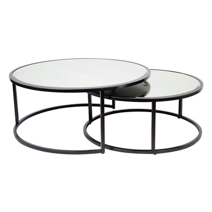 Sable | Mirrored Nesting Coffee Table Set Black - Mirra Interiors