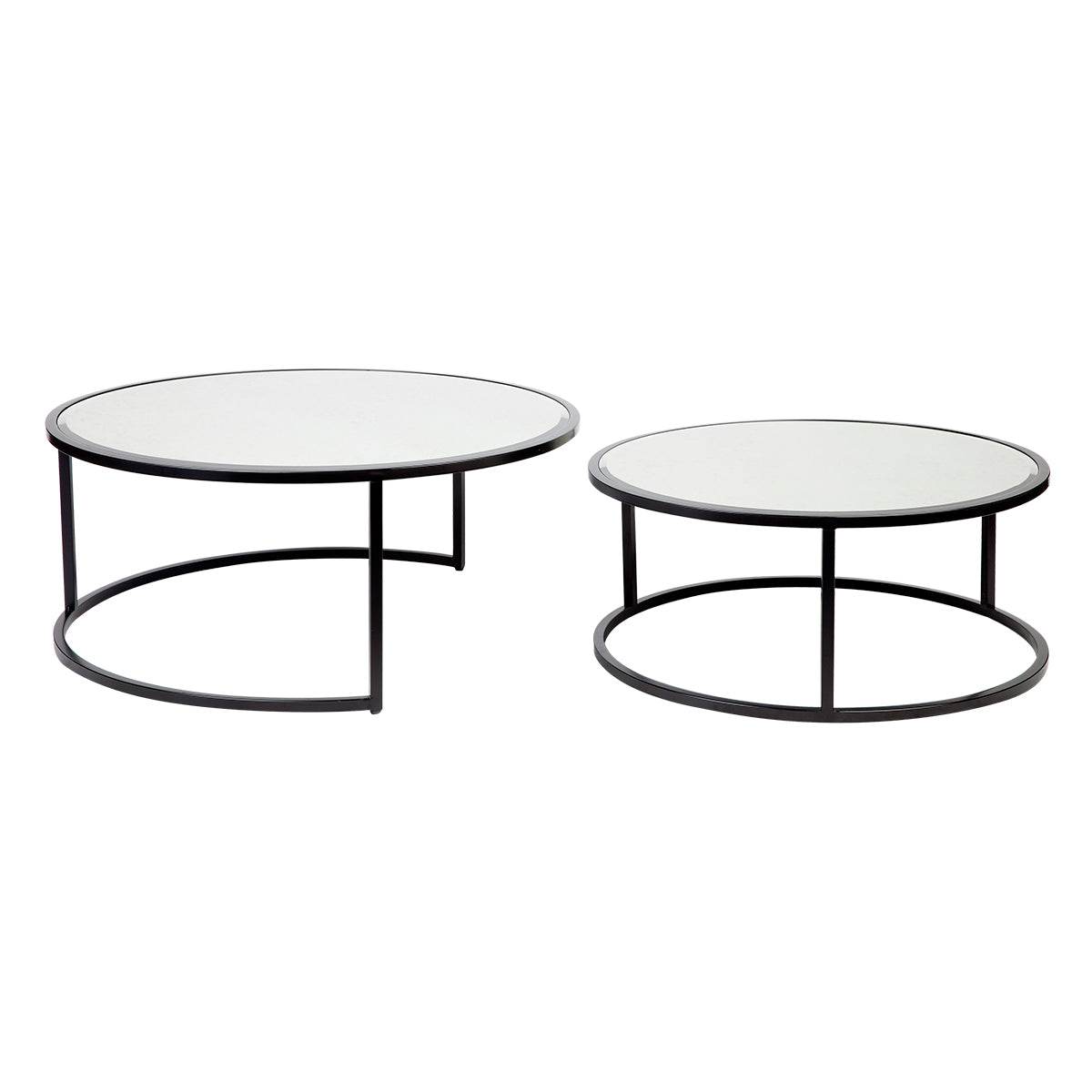 Sable | Mirrored Nesting Coffee Table Set Black - Mirra Interiors