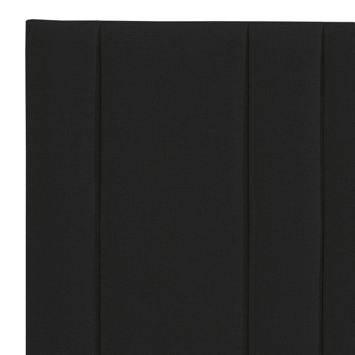 Braxton | Panelled Linen Bedhead Black (Queen) - Mirra Interiors