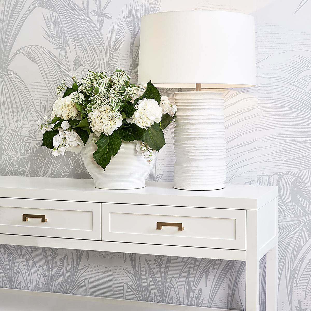 Maverick | Table Lamp White (White Shade) - Mirra Interiors