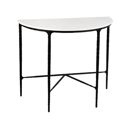 Henderson | Marble Top Demilune Table Black - Mirra Interiors