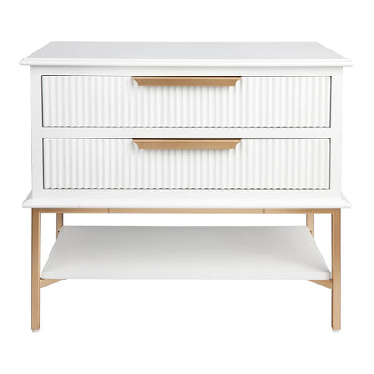 Addison | Ribbed Bedside Table White (Large) - Mirra Interiors