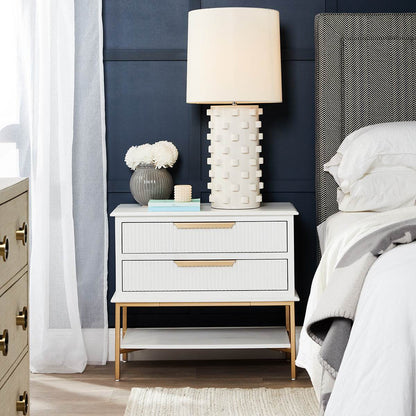 Addison | Ribbed Bedside Table White (Large) - Mirra Interiors
