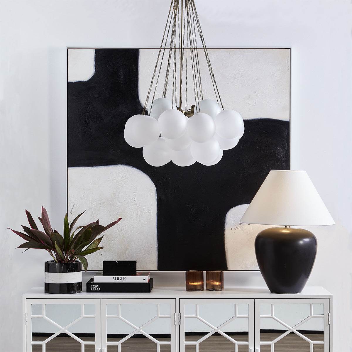 Orb | Frosted Glass Pendant White (Medium) - Mirra Interiors