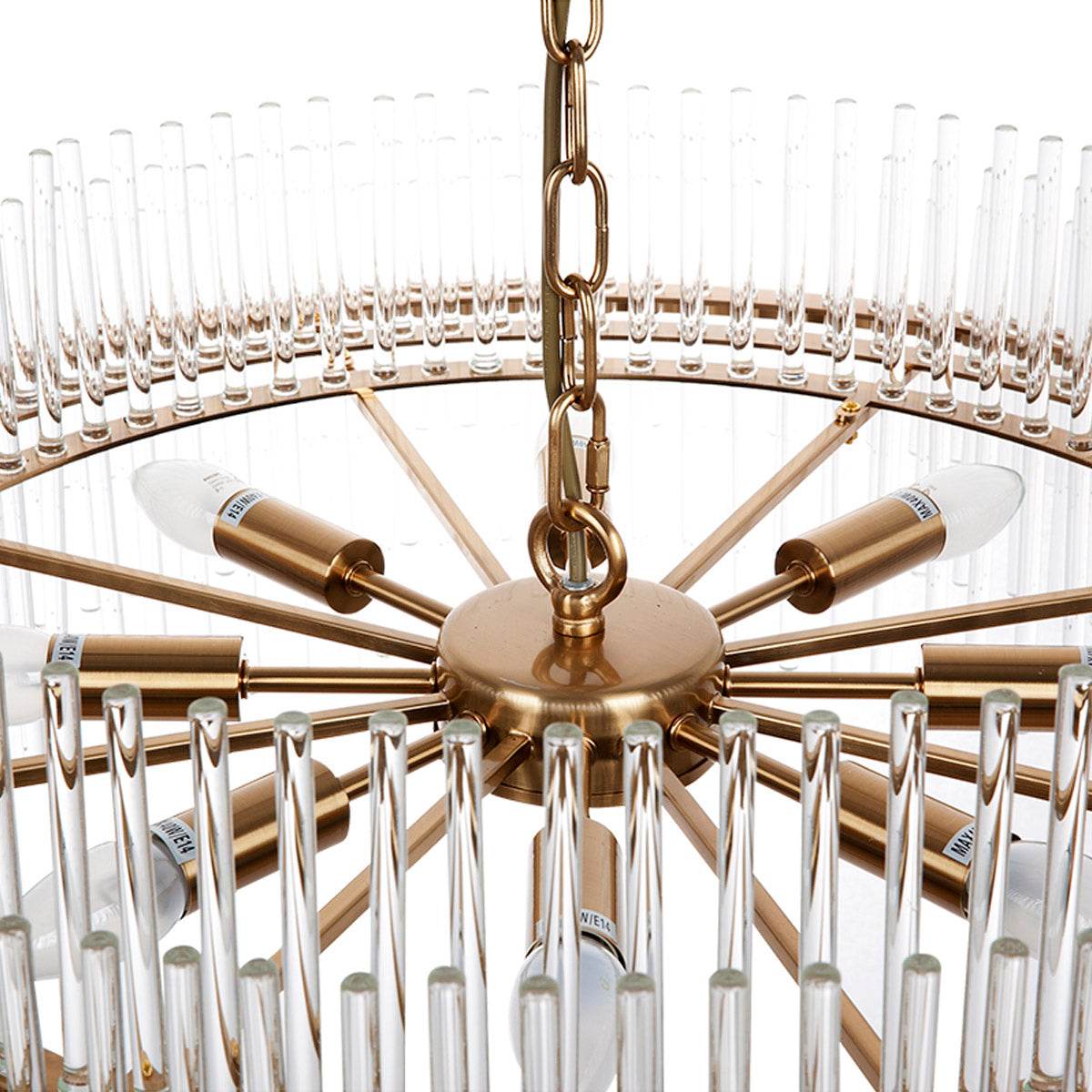 Lennon | Glass Rod Pendant Brass (Short) - Mirra Interiors