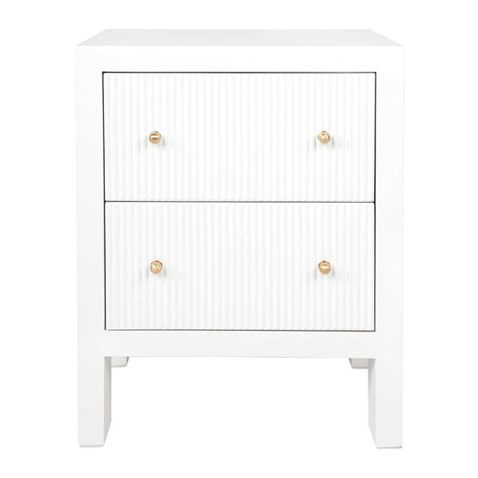 Adley | Fluted Bedside Table White (Small) - Mirra Interiors