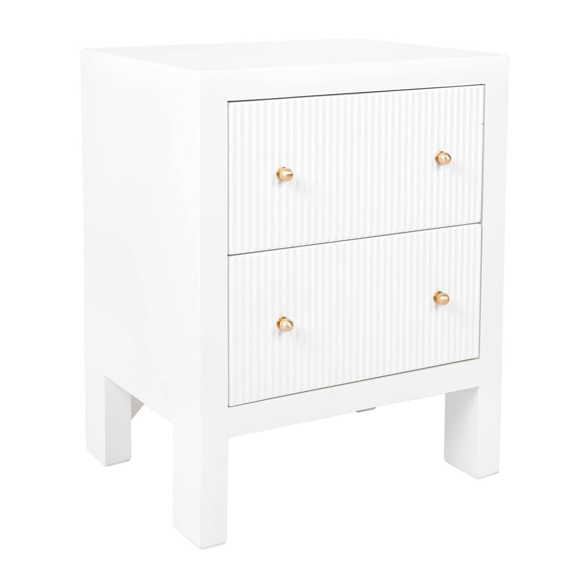 Adley | Fluted Bedside Table White (Small) - Mirra Interiors