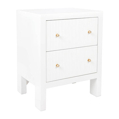 Adley | Fluted Bedside Table White (Small) - Mirra Interiors