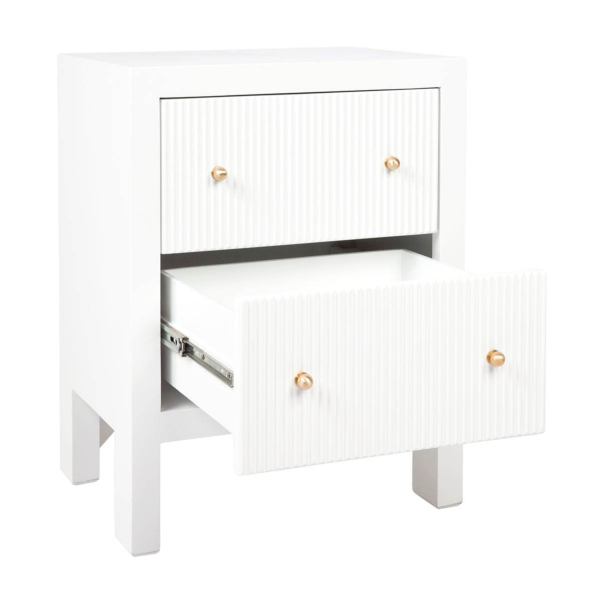 Adley | Fluted Bedside Table White (Small) - Mirra Interiors