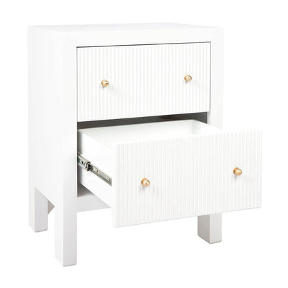 Adley | Fluted Bedside Table White (Small) - Mirra Interiors
