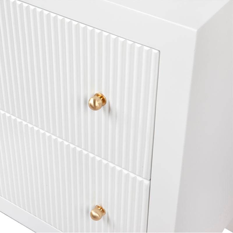 Adley | Fluted Bedside Table White (Small) - Mirra Interiors