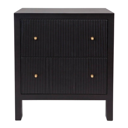 Adley | Fluted Bedside Table Black (Large) - Mirra Interiors