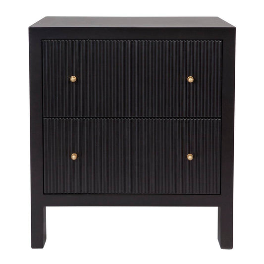 Adley | Fluted Bedside Table Black (Large) - Mirra Interiors