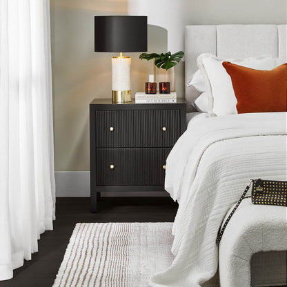 Adley | Fluted Bedside Table Black (Large) - Mirra Interiors