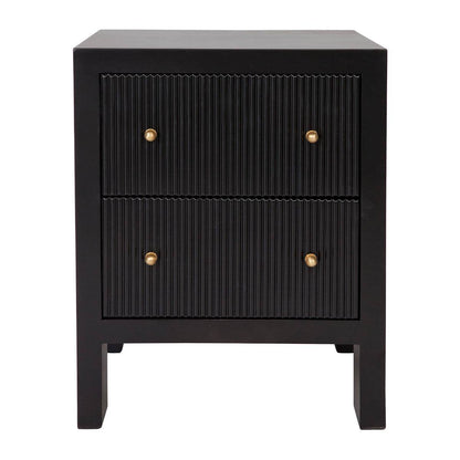 Adley | Fluted Bedside Table Black (Small) - Mirra Interiors