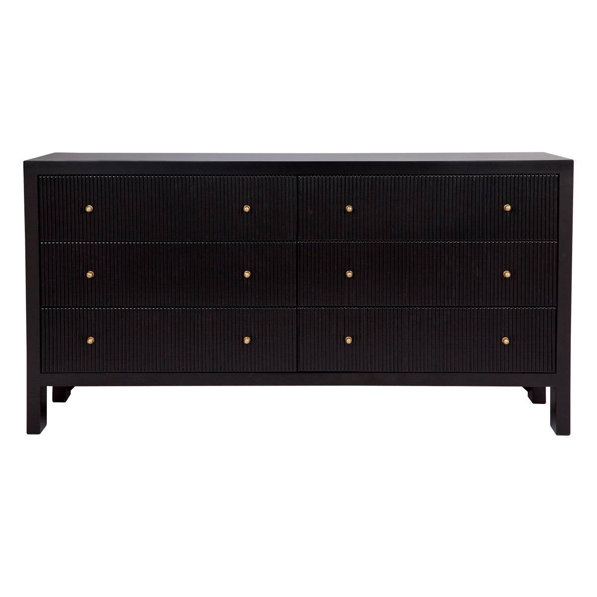 Adley | Fluted 6 Drawer Chest Black - Mirra Interiors