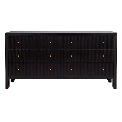 Adley | Fluted 6 Drawer Chest Black - Mirra Interiors